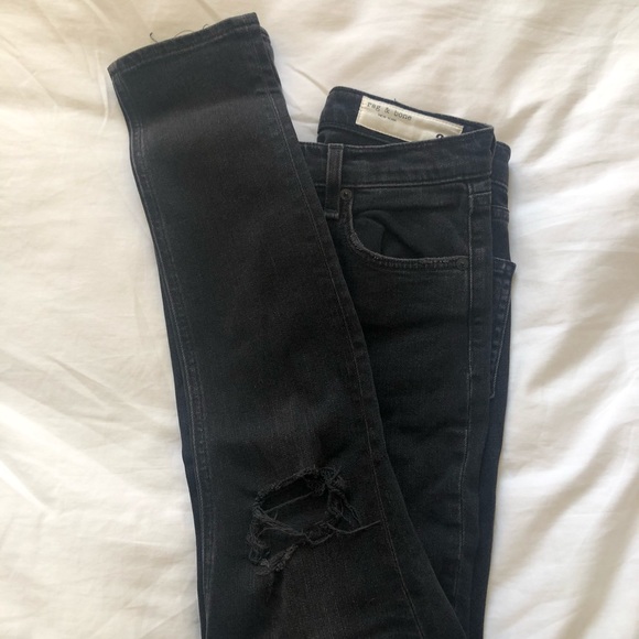Rag/Bone Vintage Dark Grey Distressed Skinny Jean - Picture 1 of 3
